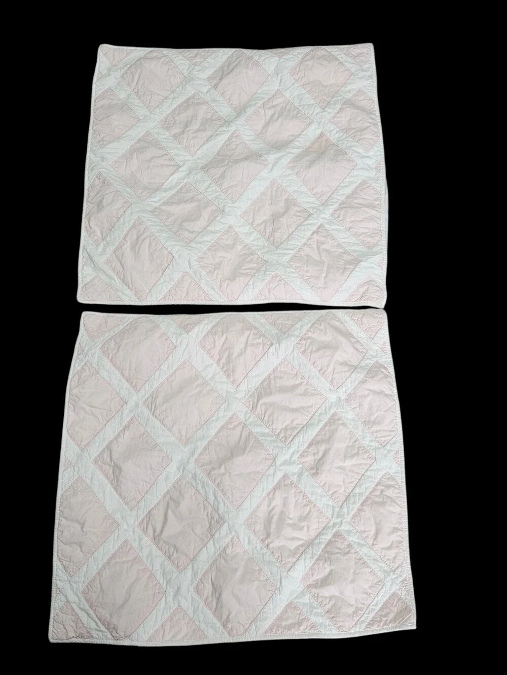 Serena & Lily Pink White Diamond Quilted Cotton Euro Pillow Shams 26x26 Kids